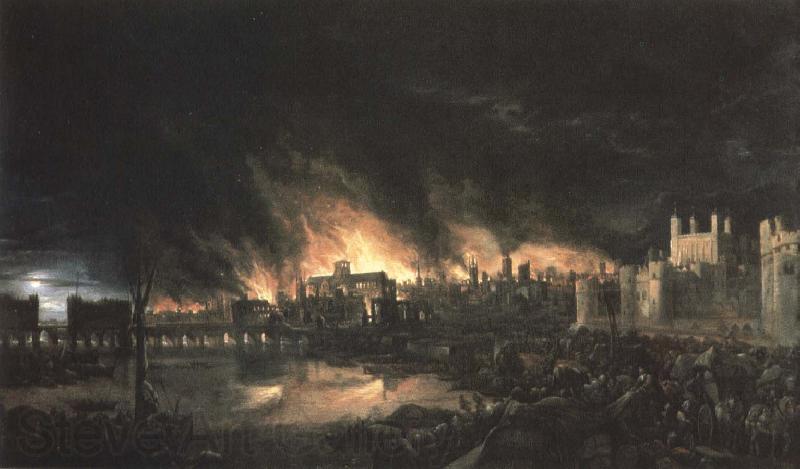 unknow artist samtida malning av branden i london 1666 Norge oil painting art